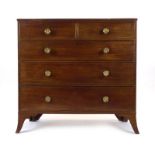 A 19th century mahogany chest of two short over three long drawers on bracket feet, w.