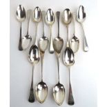 A mixed parcel of Georgian and later silver old English pattern table spoons,