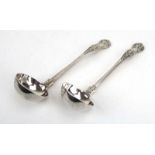 A pair of Victorian silver Kings pattern sauce ladles, George Adams, London 1864, 2.