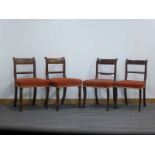 A harlequin set of eight Regency mahogany dining chairs with bar and rope-twist backs on turned