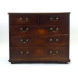 A 19th century oak chest of two short over three long drawers, w.