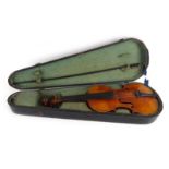 A late 19th/early 20th century German violin with a two-part back,