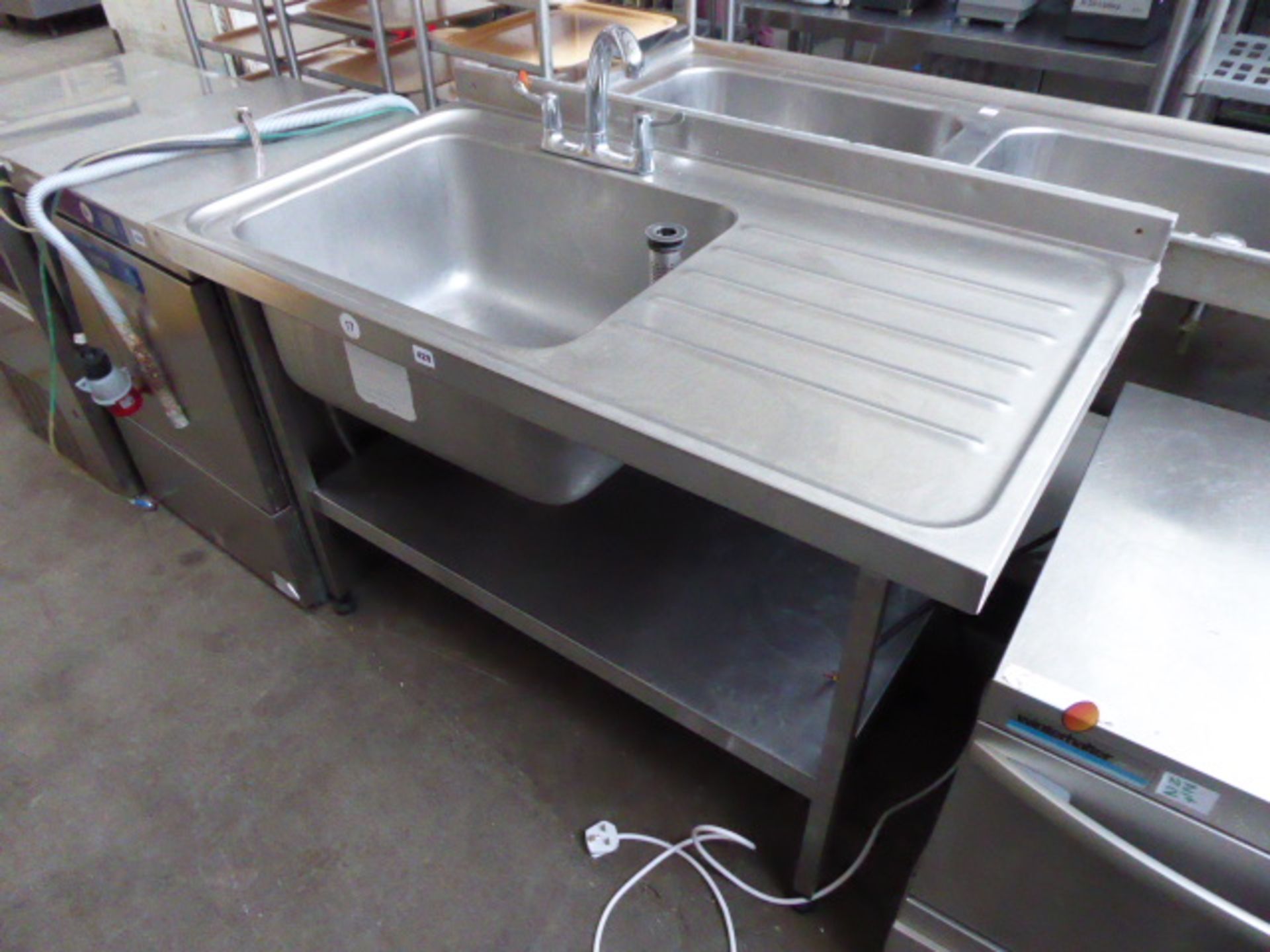 120cm stainless steel deep bowl sink with draining board and tap set