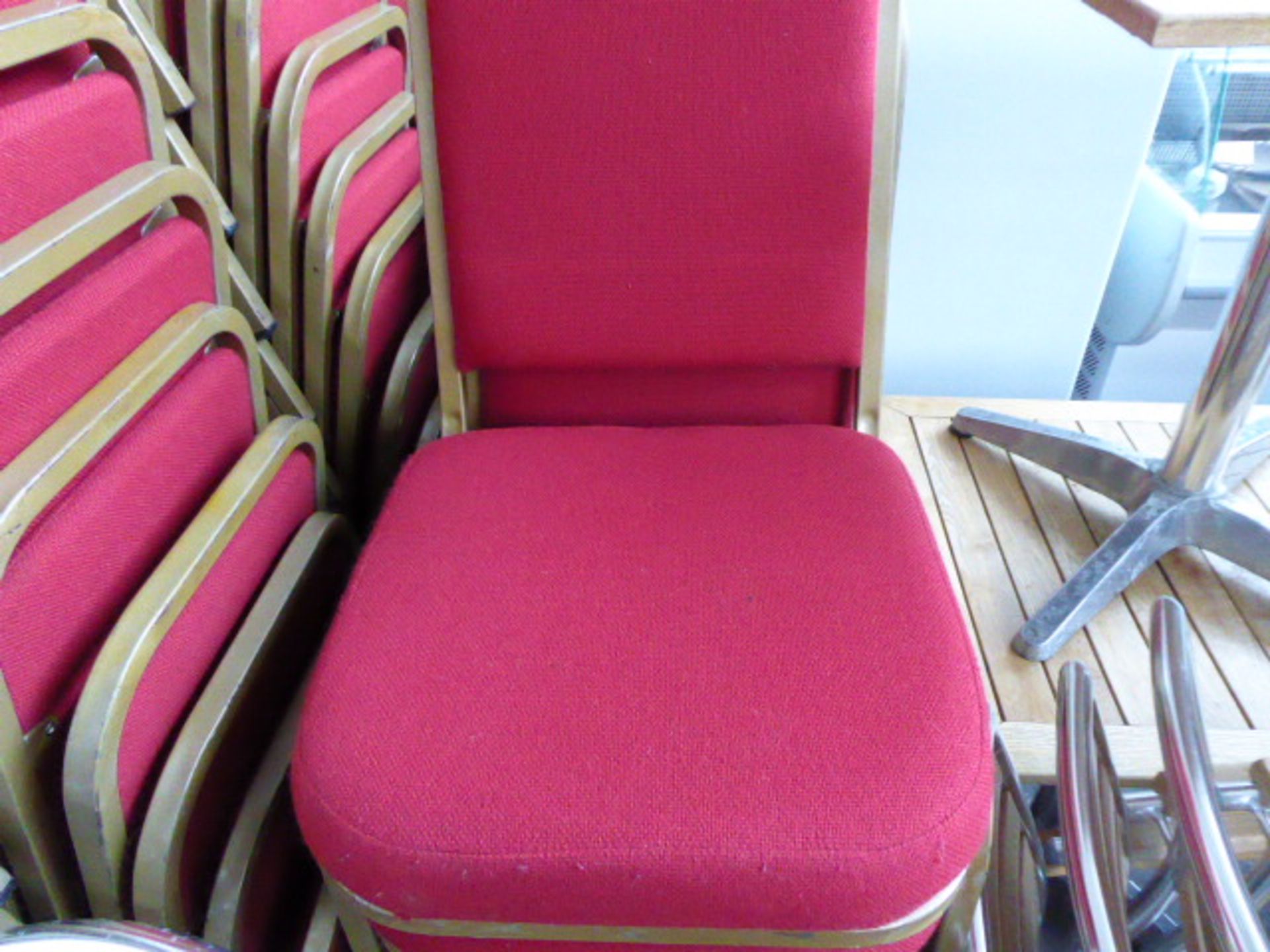 Large qty of metal frame red cloth stacking confrence/banquet chairs (approx. 154) - Image 2 of 2