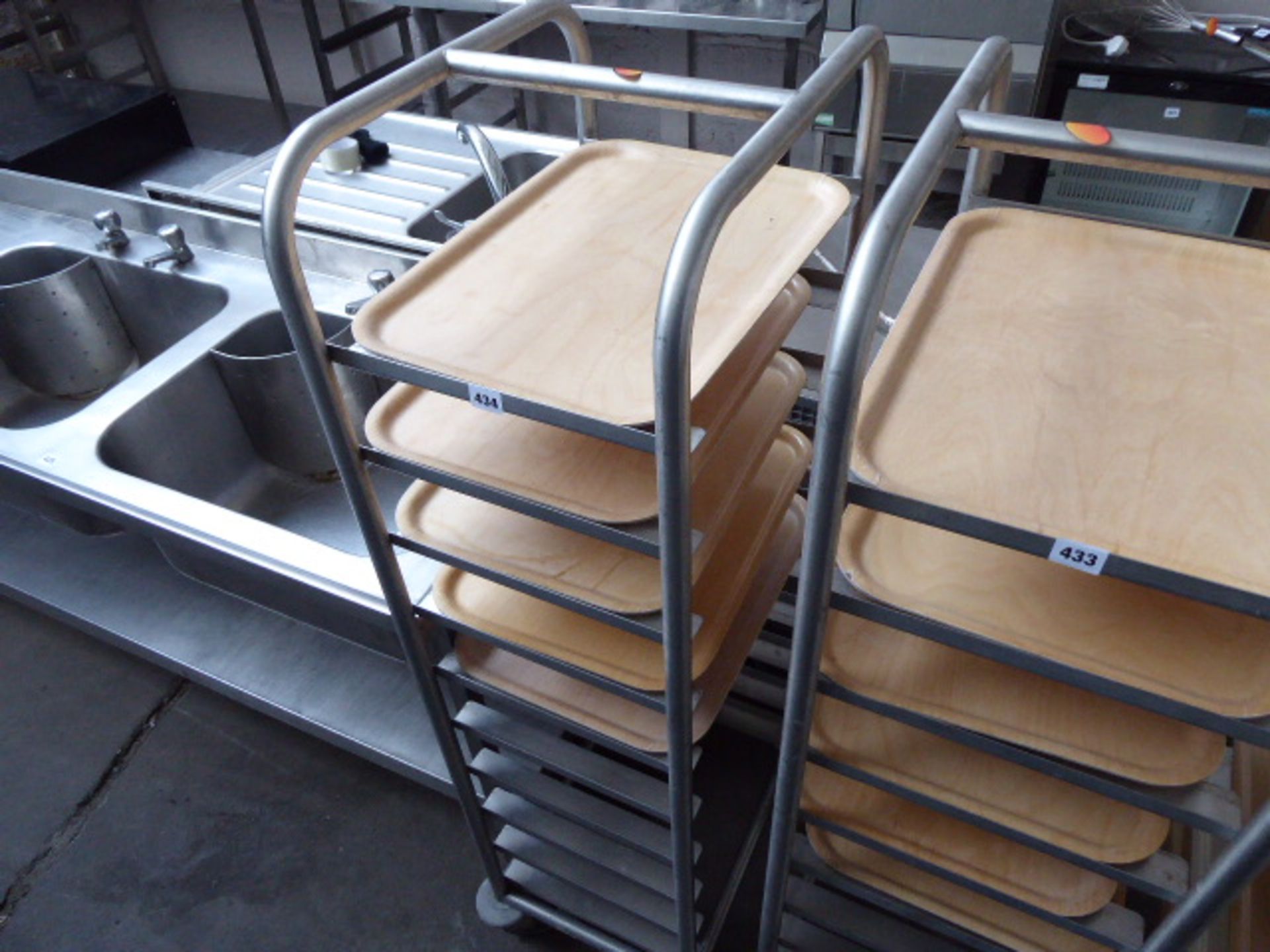 10 shelf mobile clearing trolley with trays