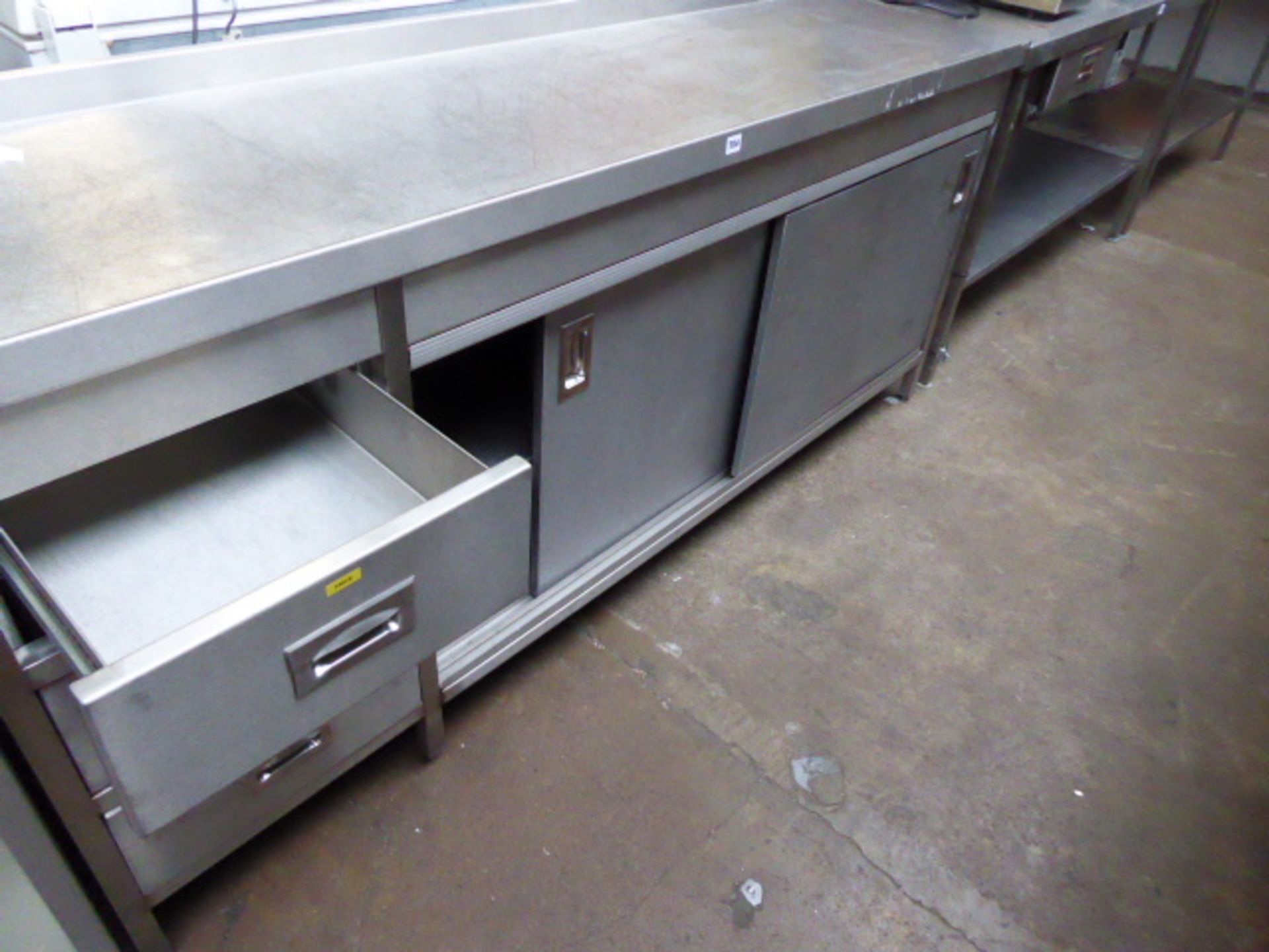 200cm stainless steel preparation table with drawers and cupboards under - Image 2 of 2