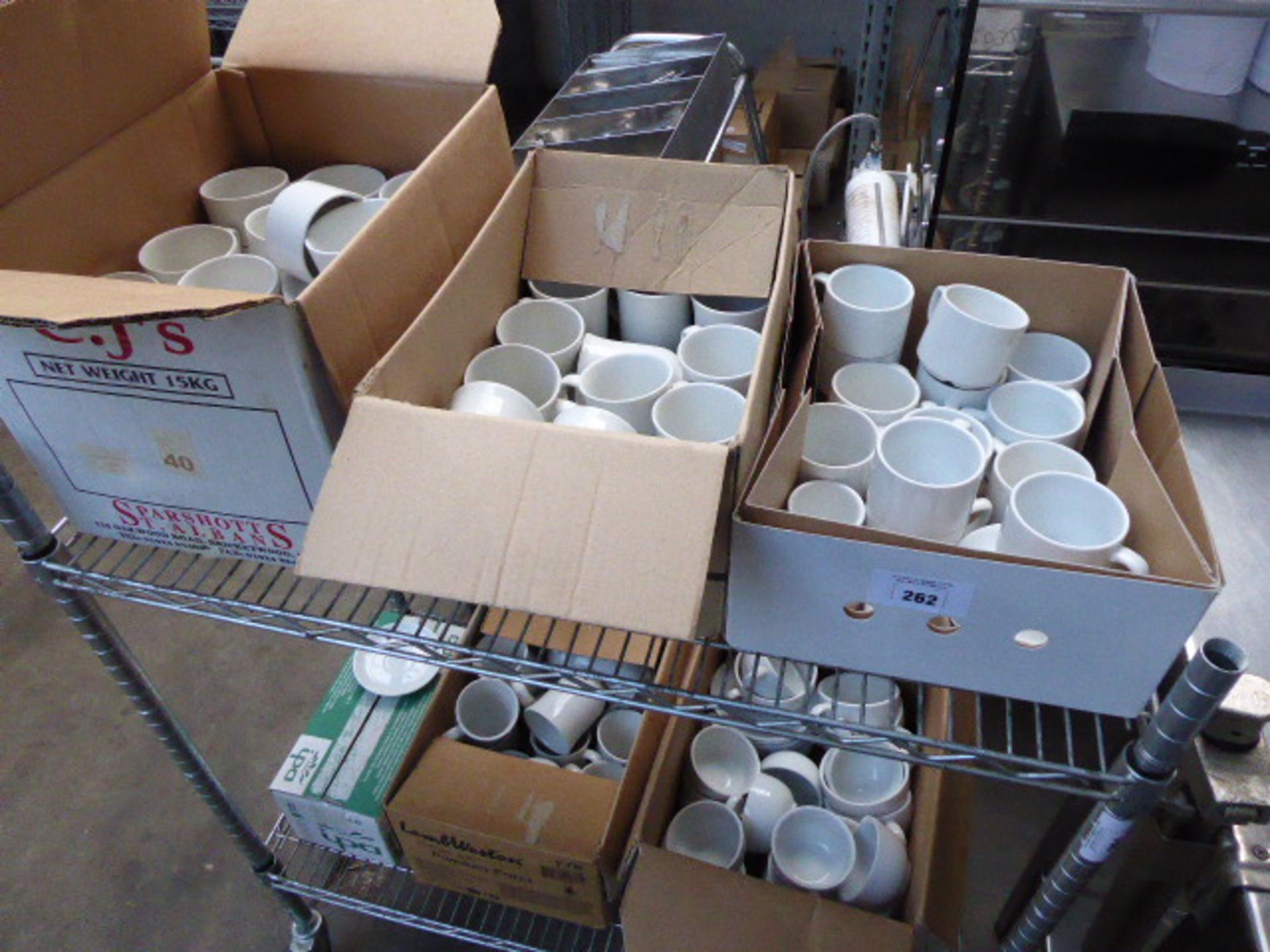 Six boxes of assorted white teacup, saucers, coffee cups, saucers and mugs - Image 2 of 2