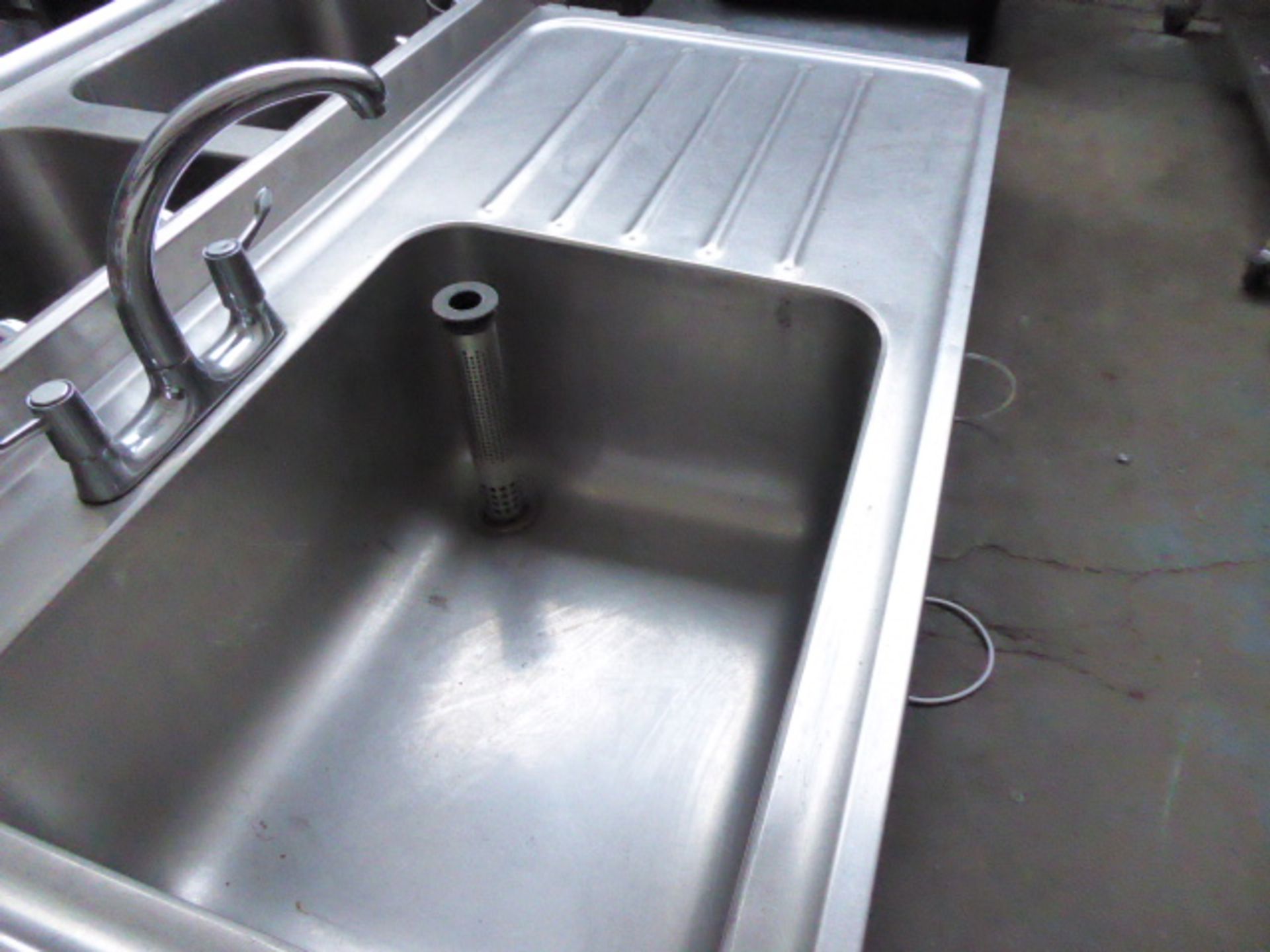 120cm stainless steel deep bowl sink with draining board and tap set - Image 2 of 2