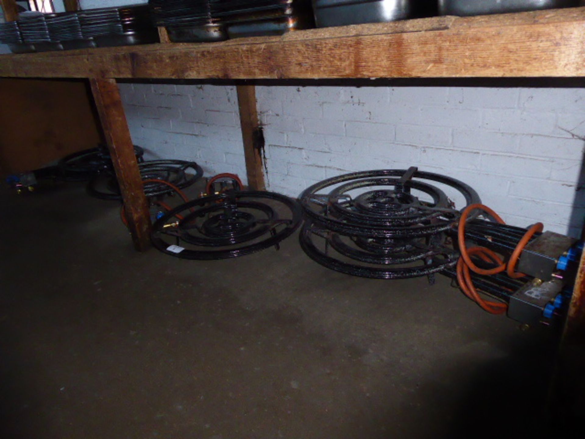 Four LPG 3 ring paella burners plus two 2 ring