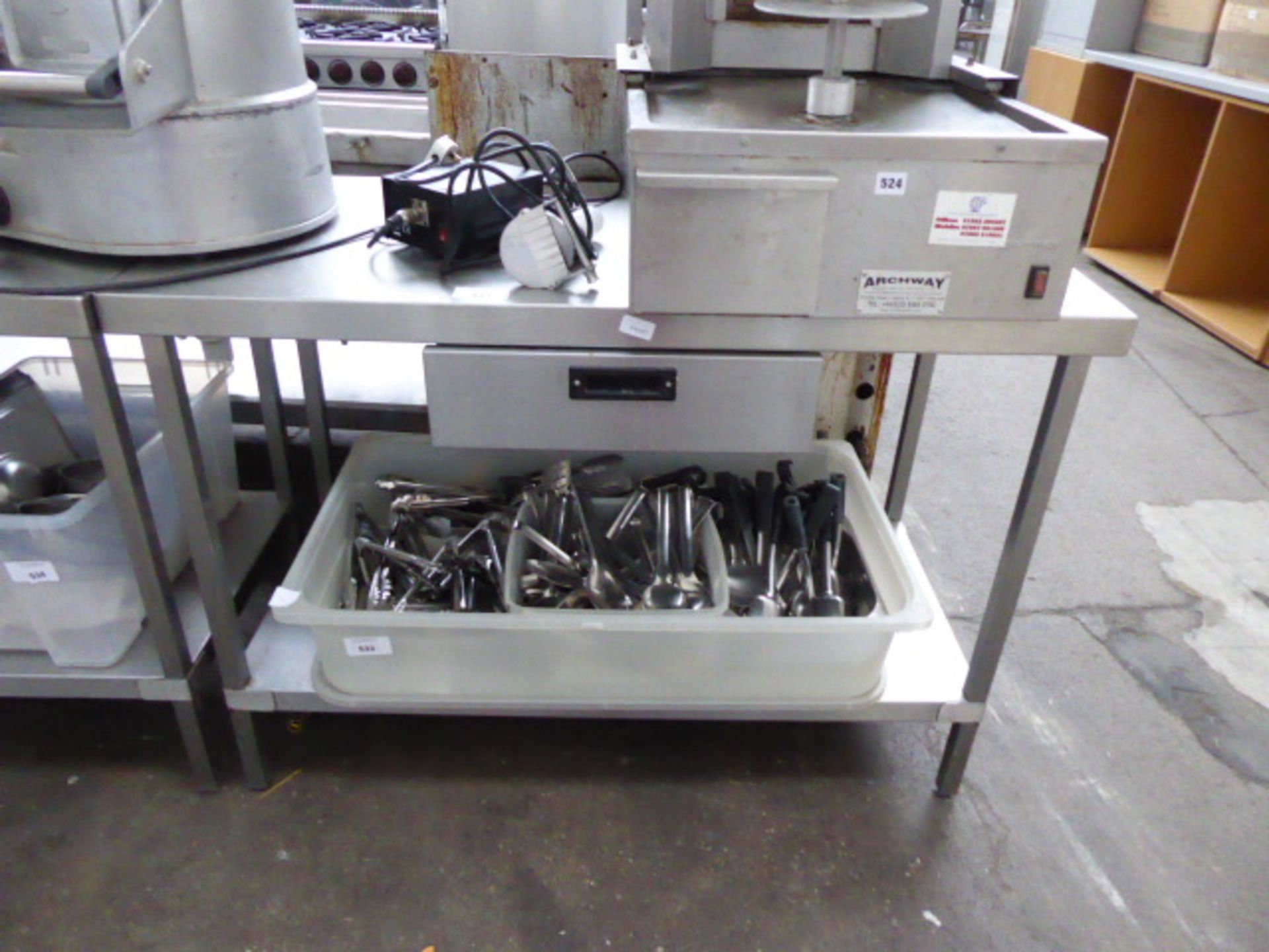 120cm stainless steel preparation table with a drawer and shelf under