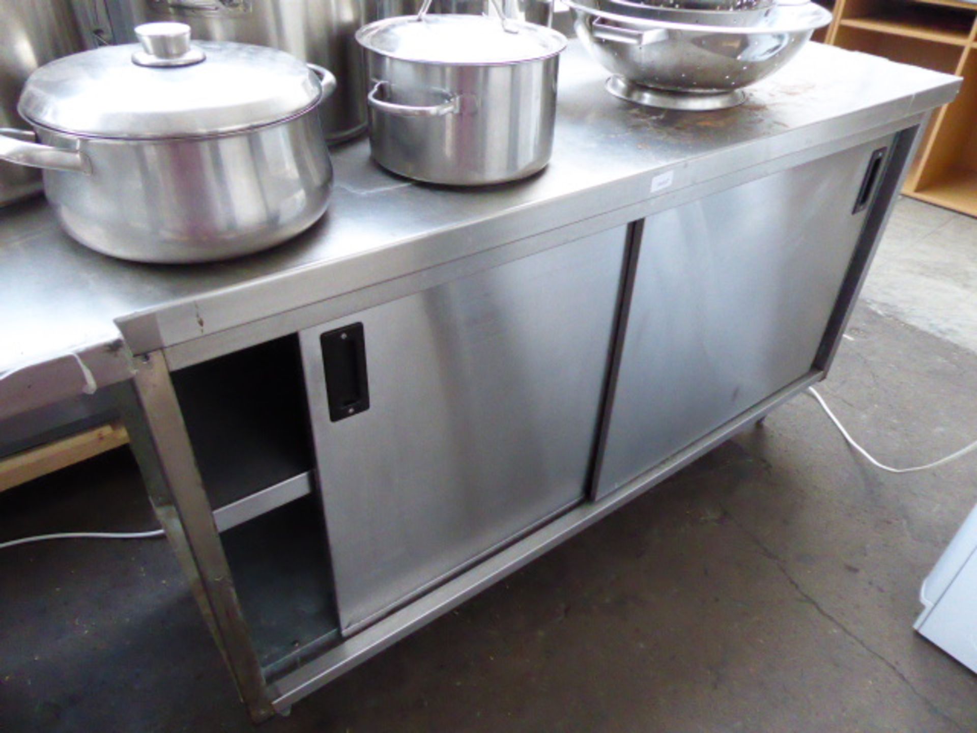 173cm stainless steel holding cabinet with 2 cupboards under