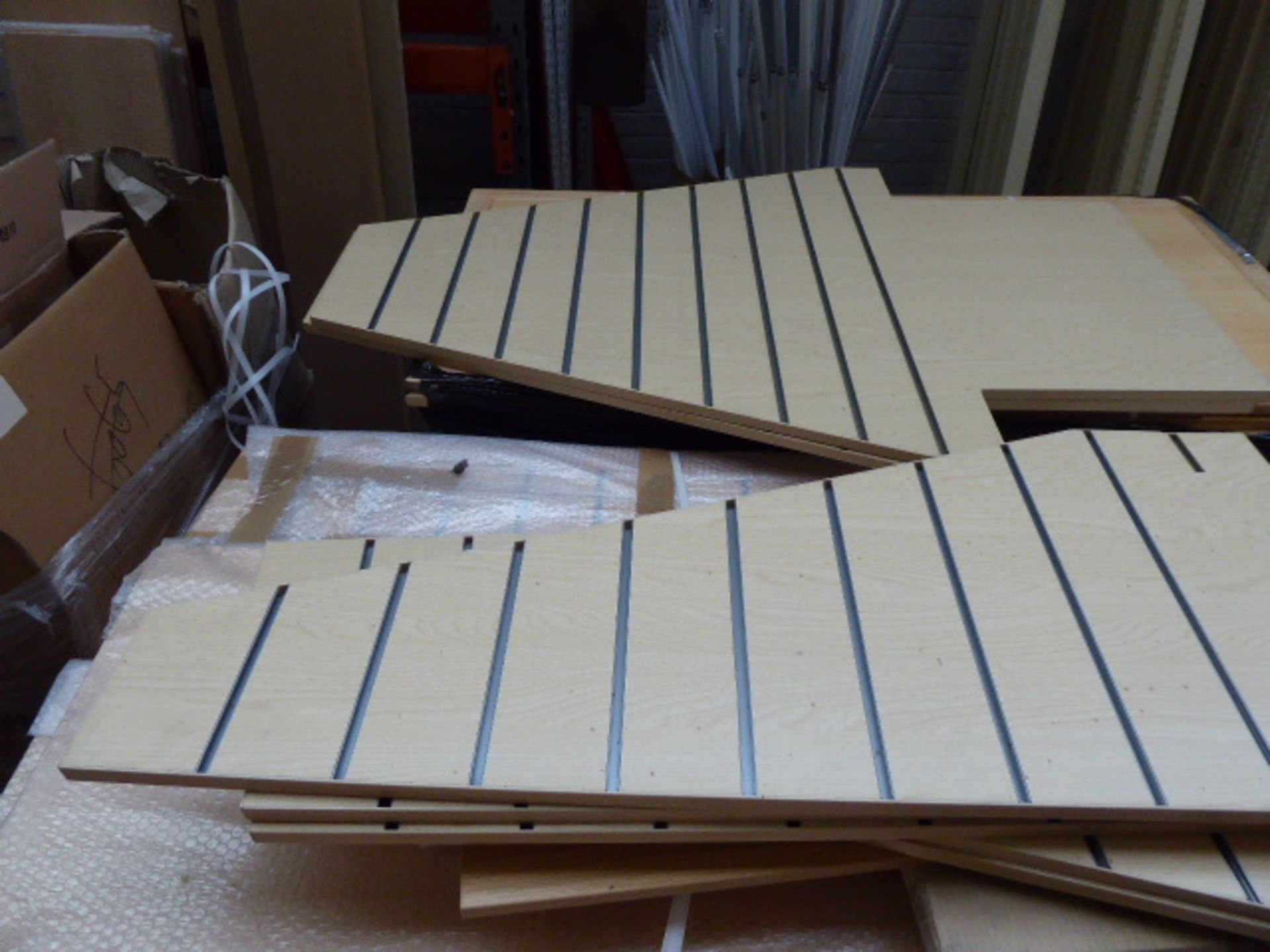 Large quantity of maple library style shelving and component parts. Includes approx. 6 pallets and a - Image 2 of 3