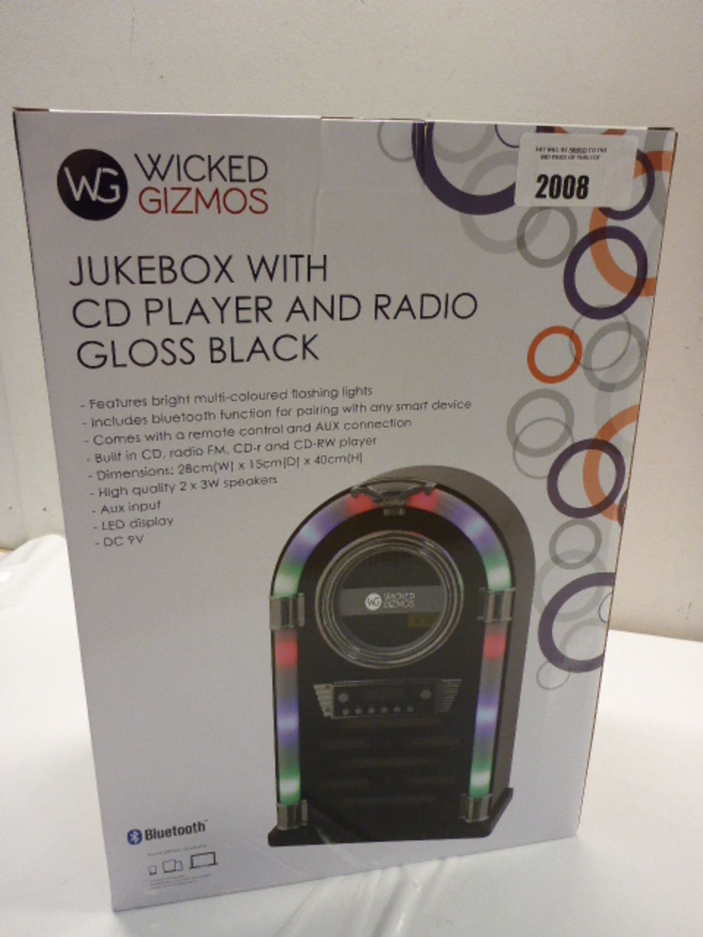 Wicked Gizmos Jukebox with CD player and radio gloss black