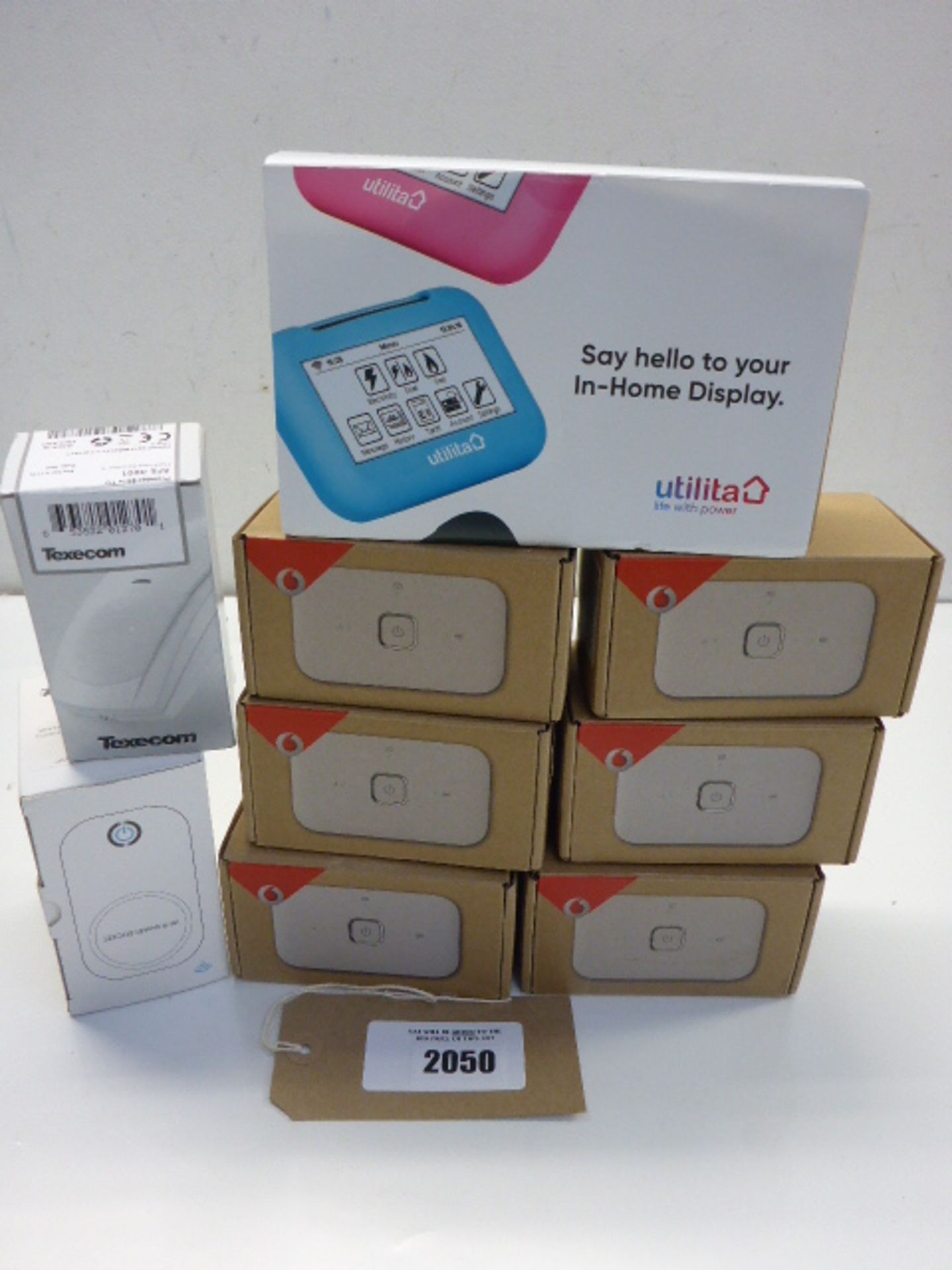 6 Vodafone 4G modules, smart WiFi plugs, and Pipit 500 secure unit.