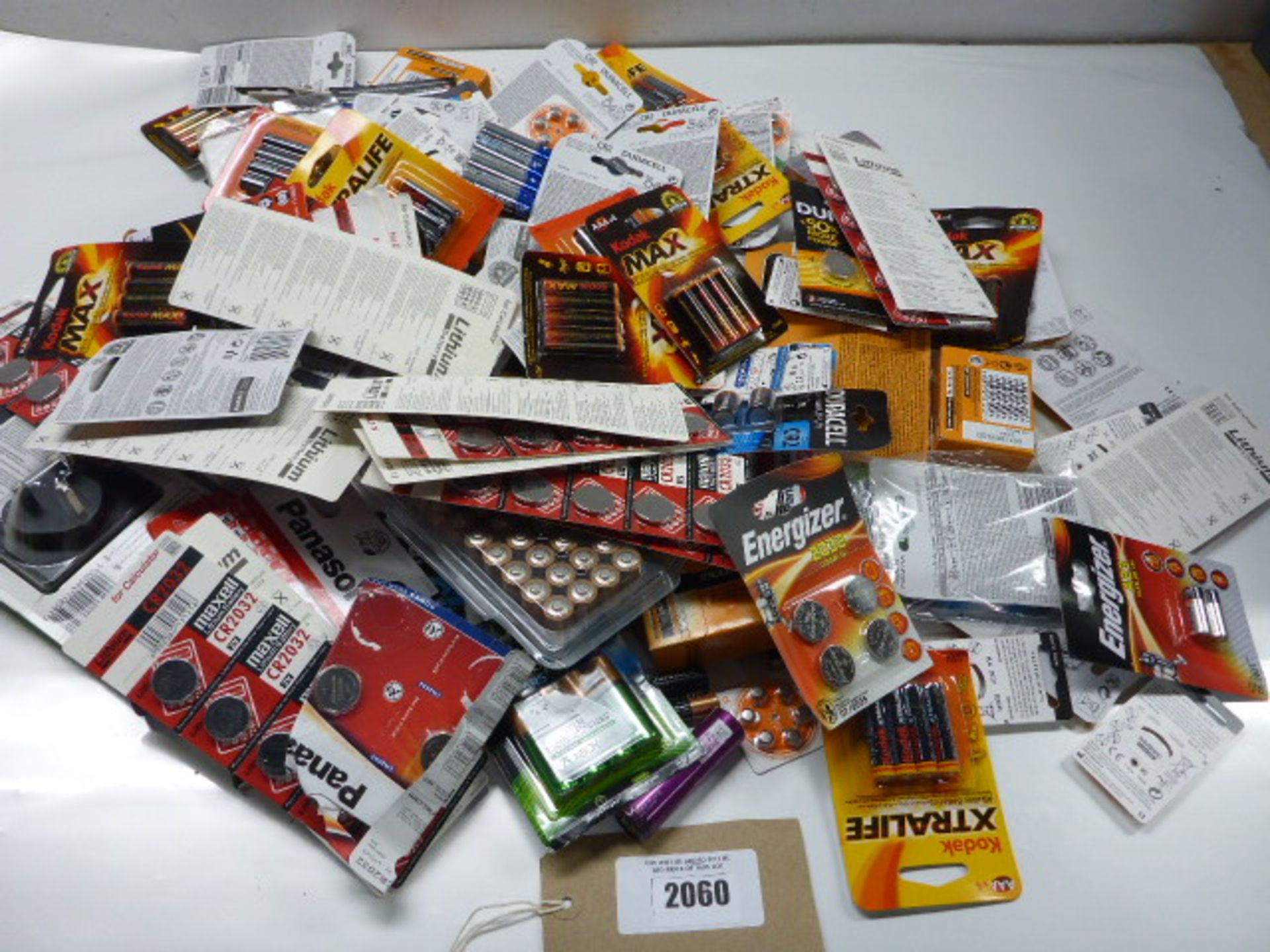 Bag containing various size and brand batteries, Duracell, Panasonic etc.