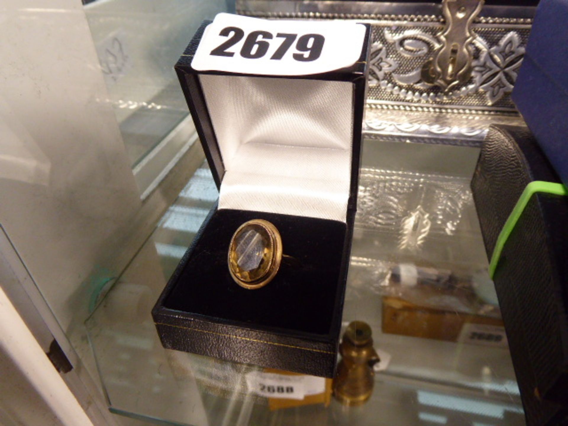 375 hallmarked ring in case