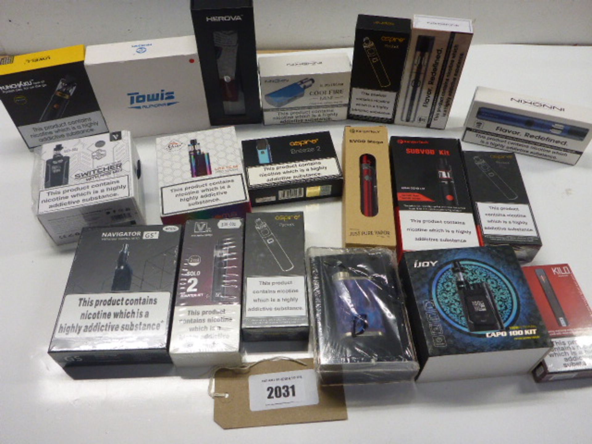 Bag containing various branded vaporizing kits