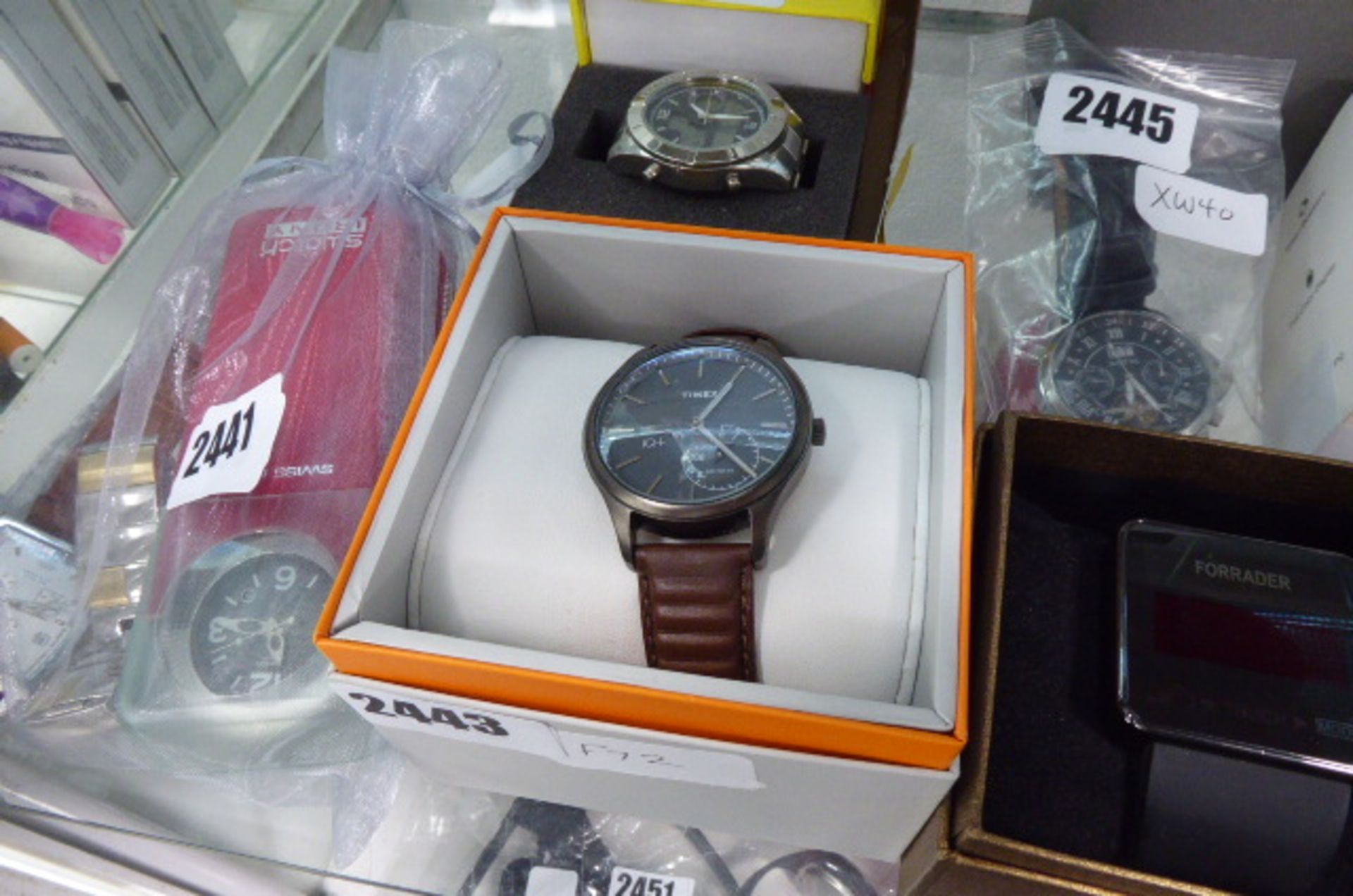 2478 Timex brown leather strapped wrist watch in box