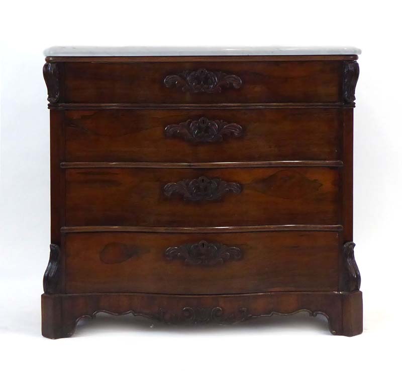 A 19th century Continental rosewood serpentine fronted commode,