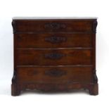 A 19th century Continental rosewood serpentine fronted commode,