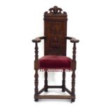 A late 18th century and later walnut open armchair,