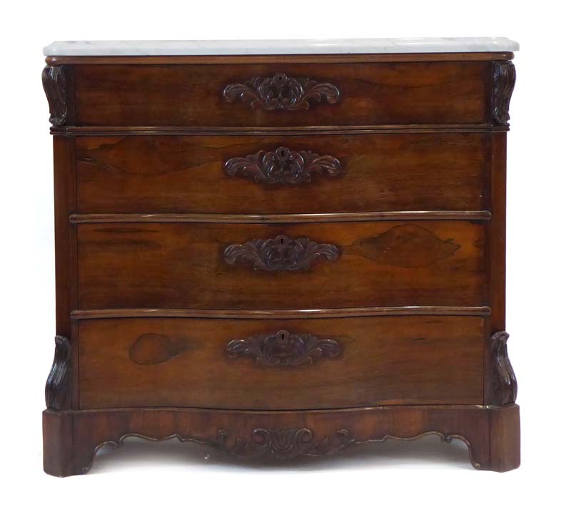 A 19th century Continental rosewood serpentine fronted commode, - Image 2 of 3