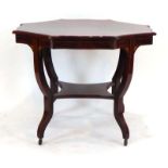 A late 19th/early 20th century rosewood, strung and marquetry centre table,