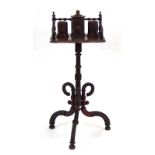 A Victorian stained beech smoker's stand with detachable fitments,