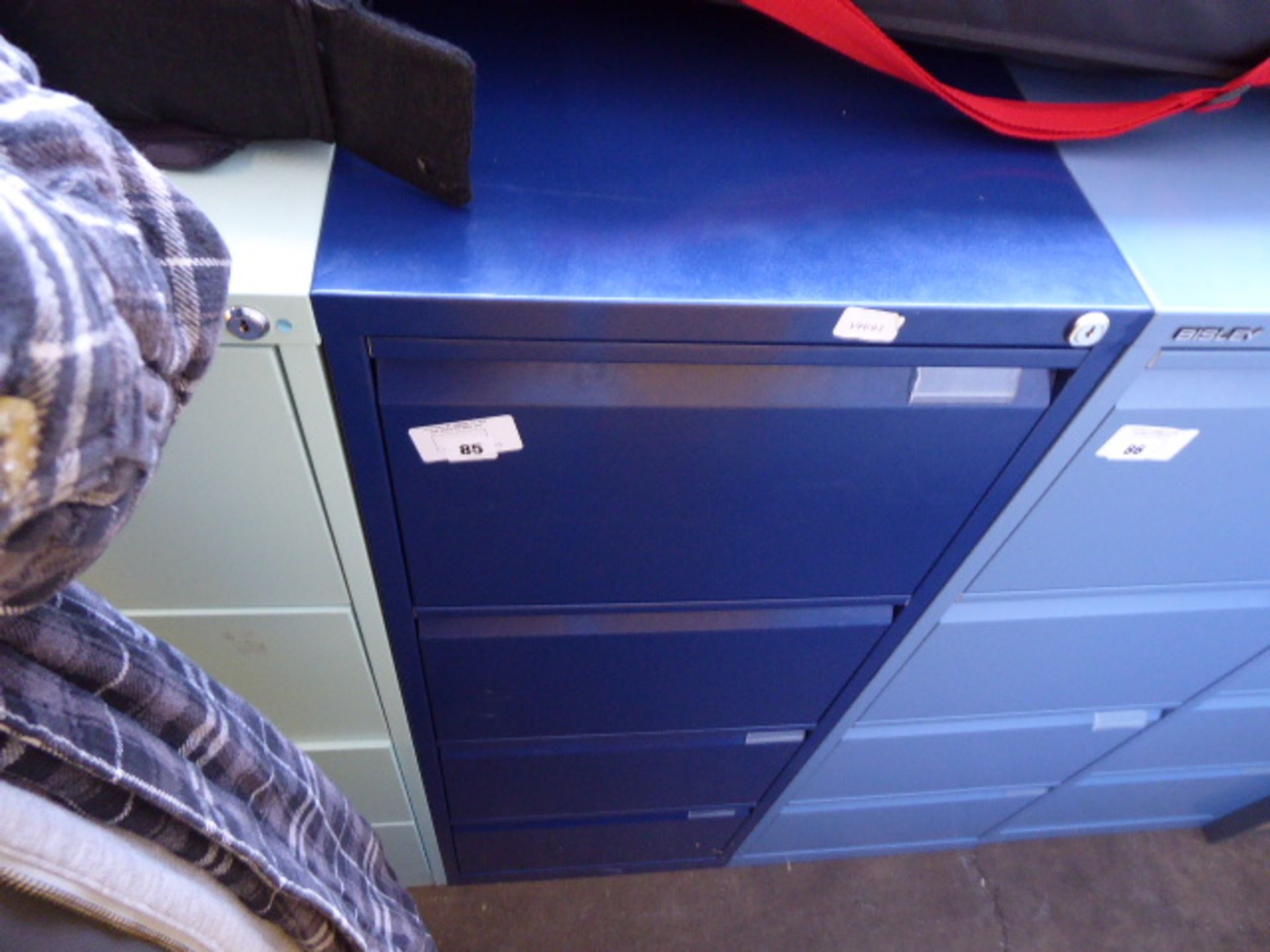 Blue metal 4 drawer filing cabinet