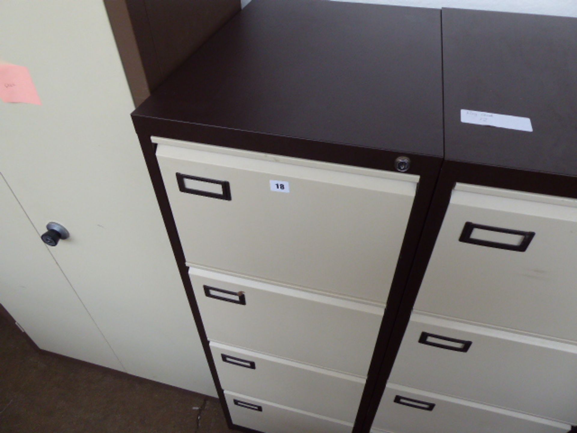 Coffee and cream metal 4 drawer filing cabinet