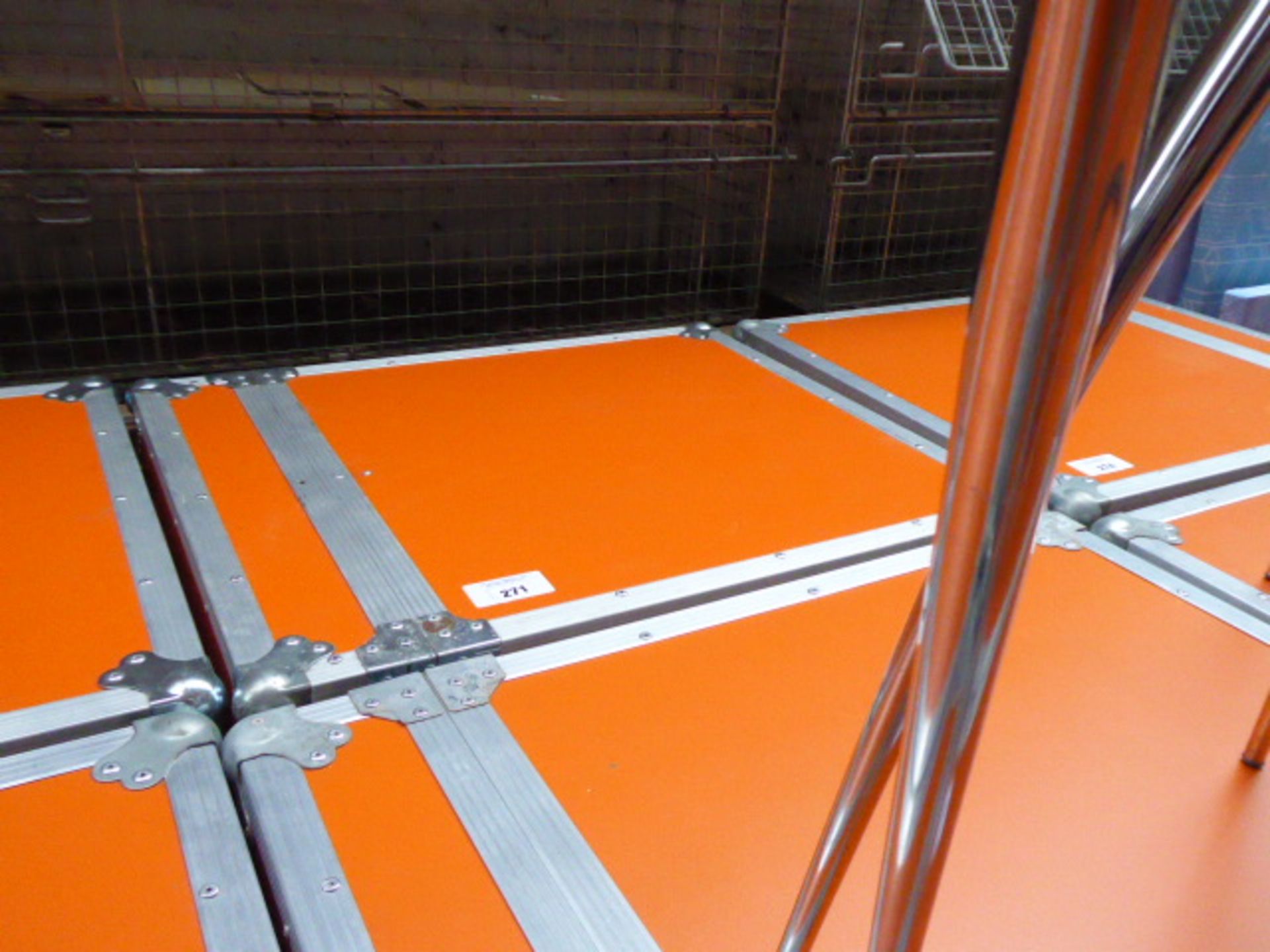 Trifibre Large orange and aluminum bound flight/logistics case on heavy duty castors fitted - Image 2 of 2