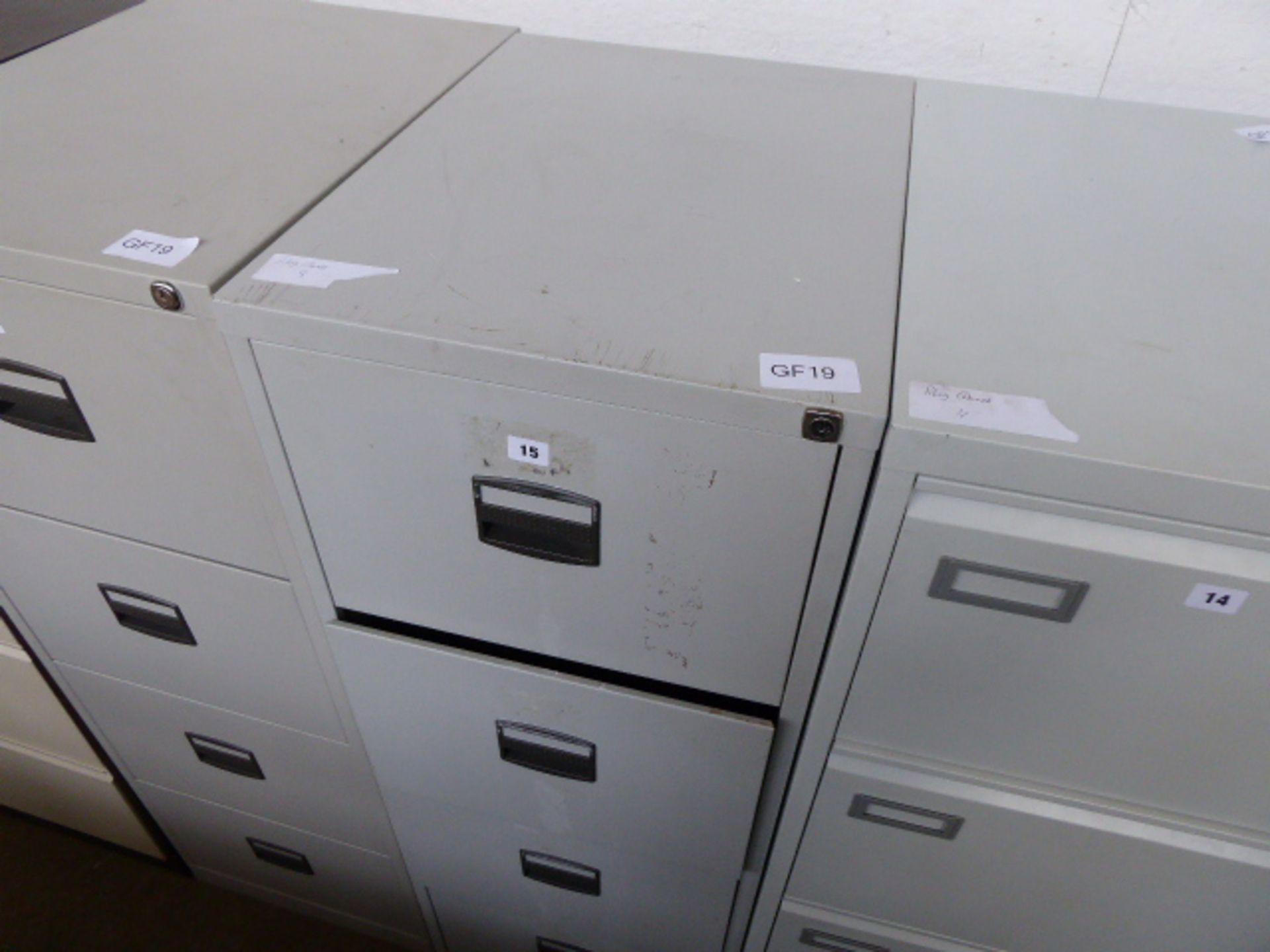 Grey metal 4 drawer filing cabinet