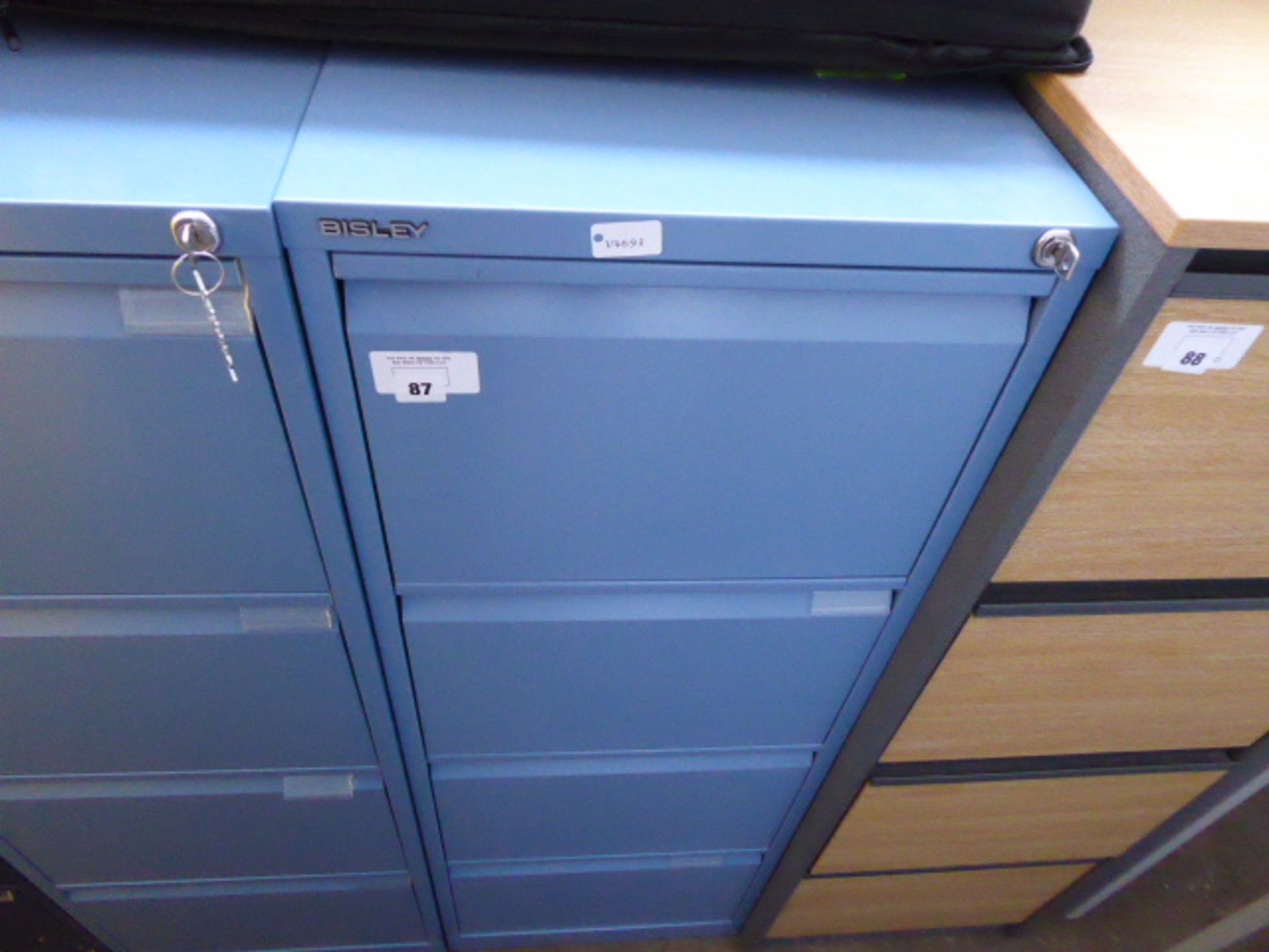 Bisley blue metal 4 drawer filing cabinet