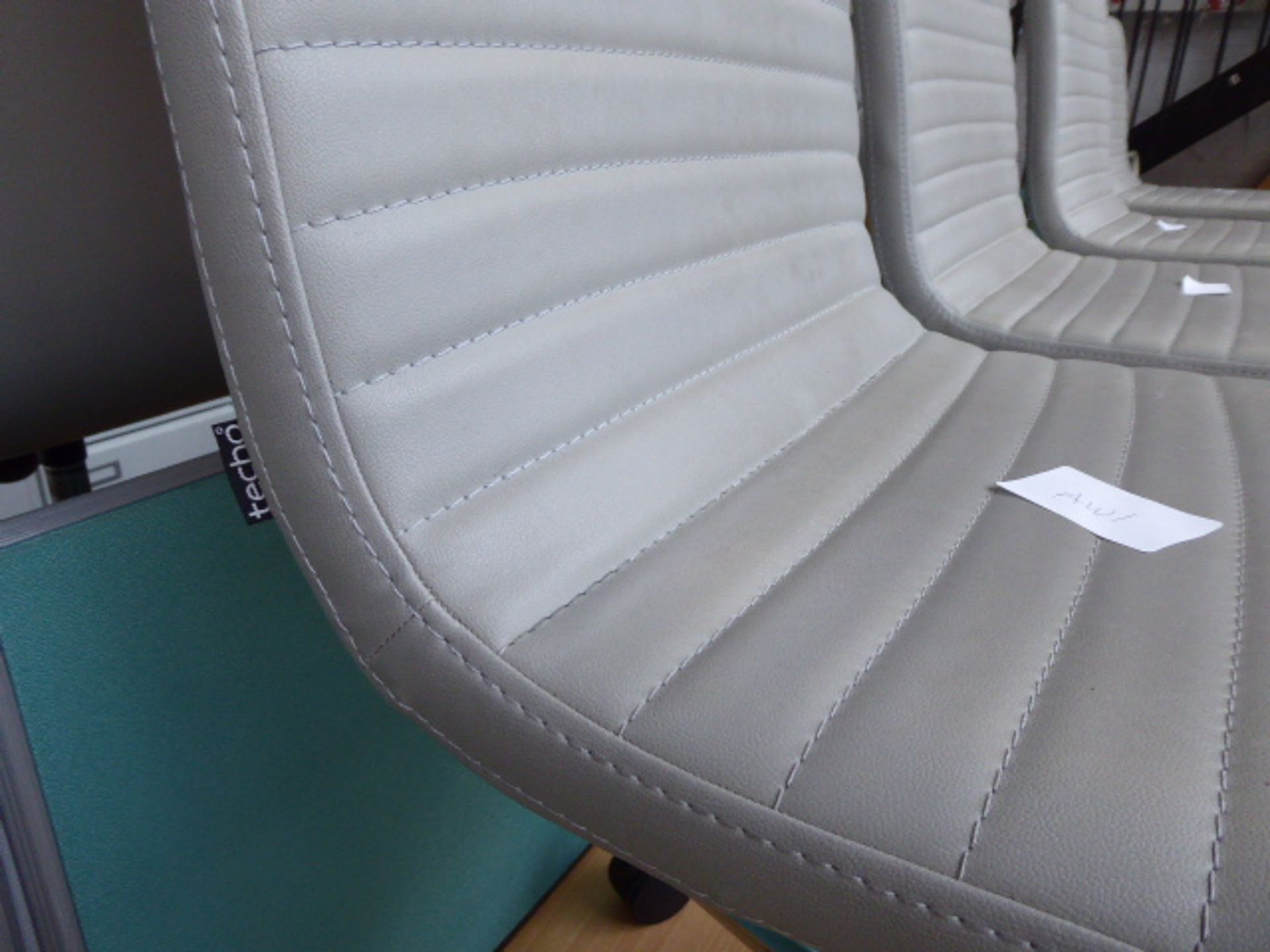 Techo grey leather effect ribbed and chrome swivel chair - Image 2 of 2