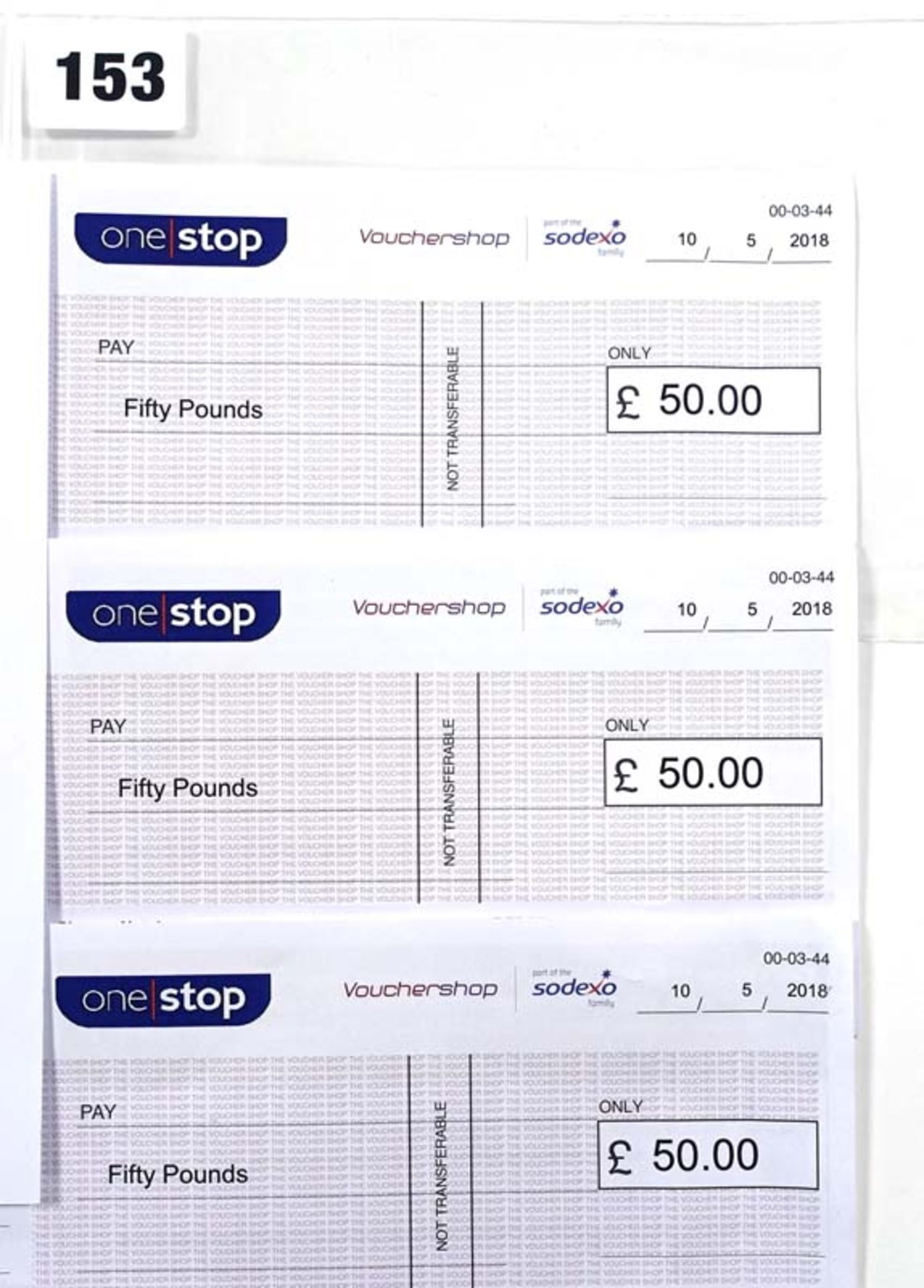 One Stop (x3) - Total face value £150