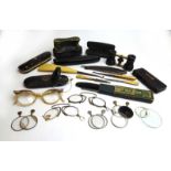 A mixed parcel of collectable spectacles including yellow metal examples, pince nez,