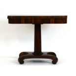 A 19th century rosewood card table,