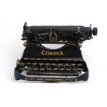 A Corona No. 3 portable typewriter manufactured by Corona Typewriter Company Inc., Frton, N.Y.