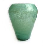 A Nailsea-type green glass vase of shouldered form,