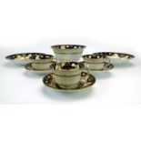 A set of three 19th century tea cups and saucer dishes,