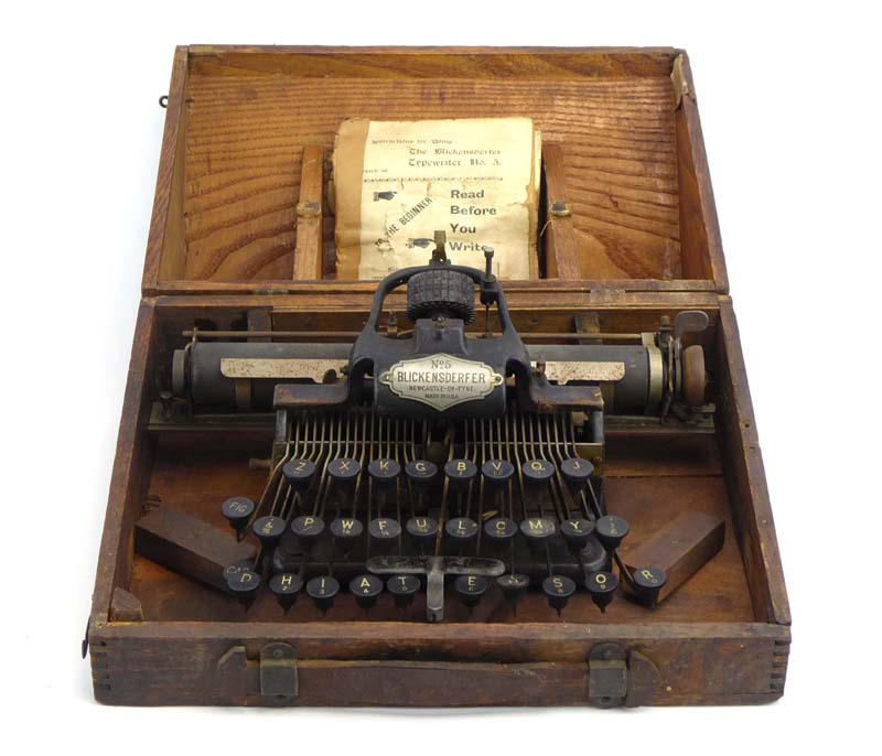 A cased American Blickensderfer No. 5 portable typewriter, c.