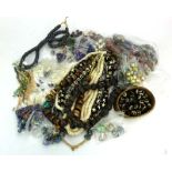 A collection of beads including Swarovski crystal cubes, Tribal trade beads,