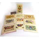 Ten WWI silk greetings cards,