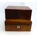 A 19th century burr walnut writing slope with brass mounts and fitted interior,