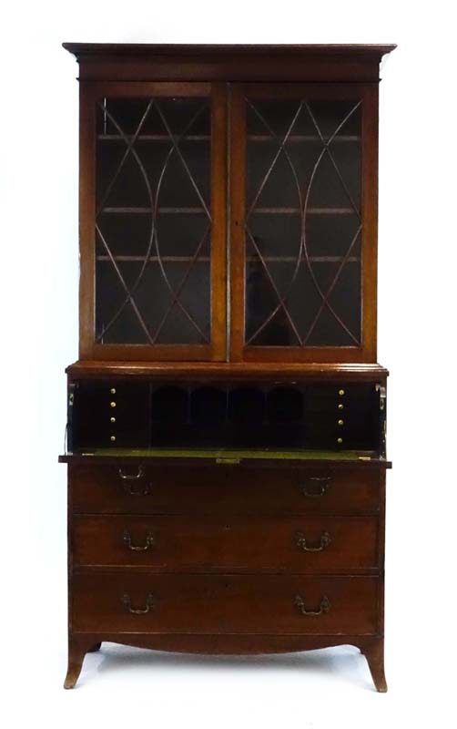 A 19th century mahogany bookcase cabinet,