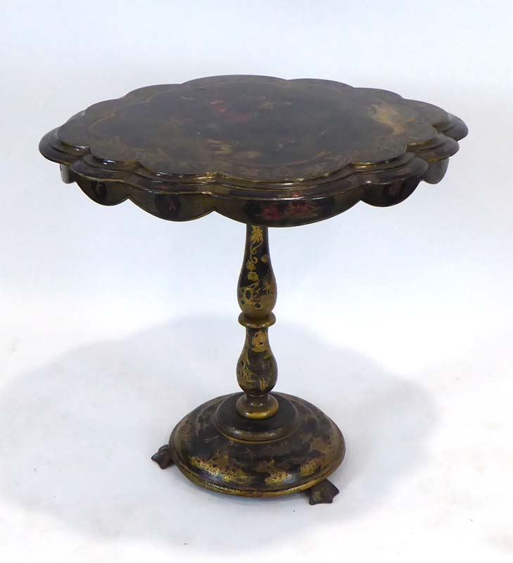 * Withdrawn* A mid-19th century Japanned papier mache tilt-top table, - Image 2 of 4