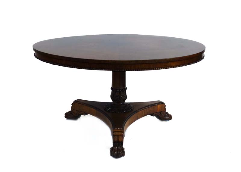 A William IV rosewood tilt-top dining table,