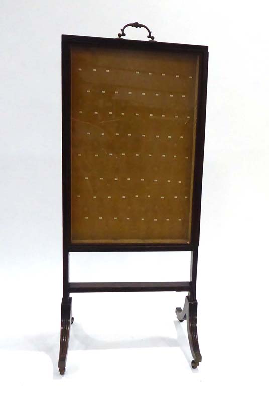 A 19th century mahogany framed fire screen/stand,