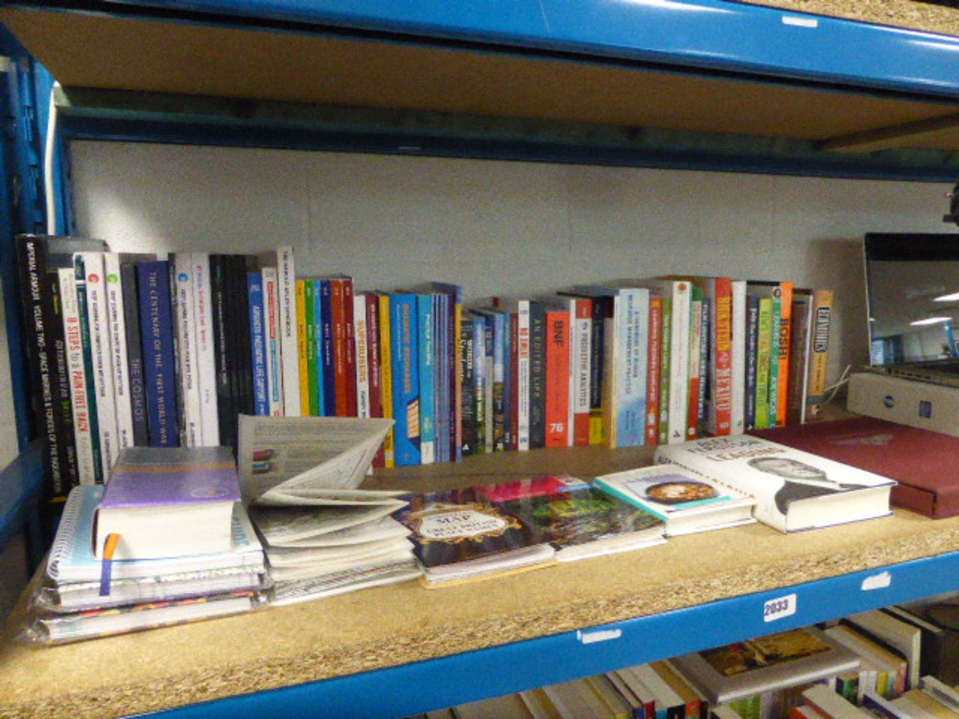 Shelf of reference materials, study books and other reference materials