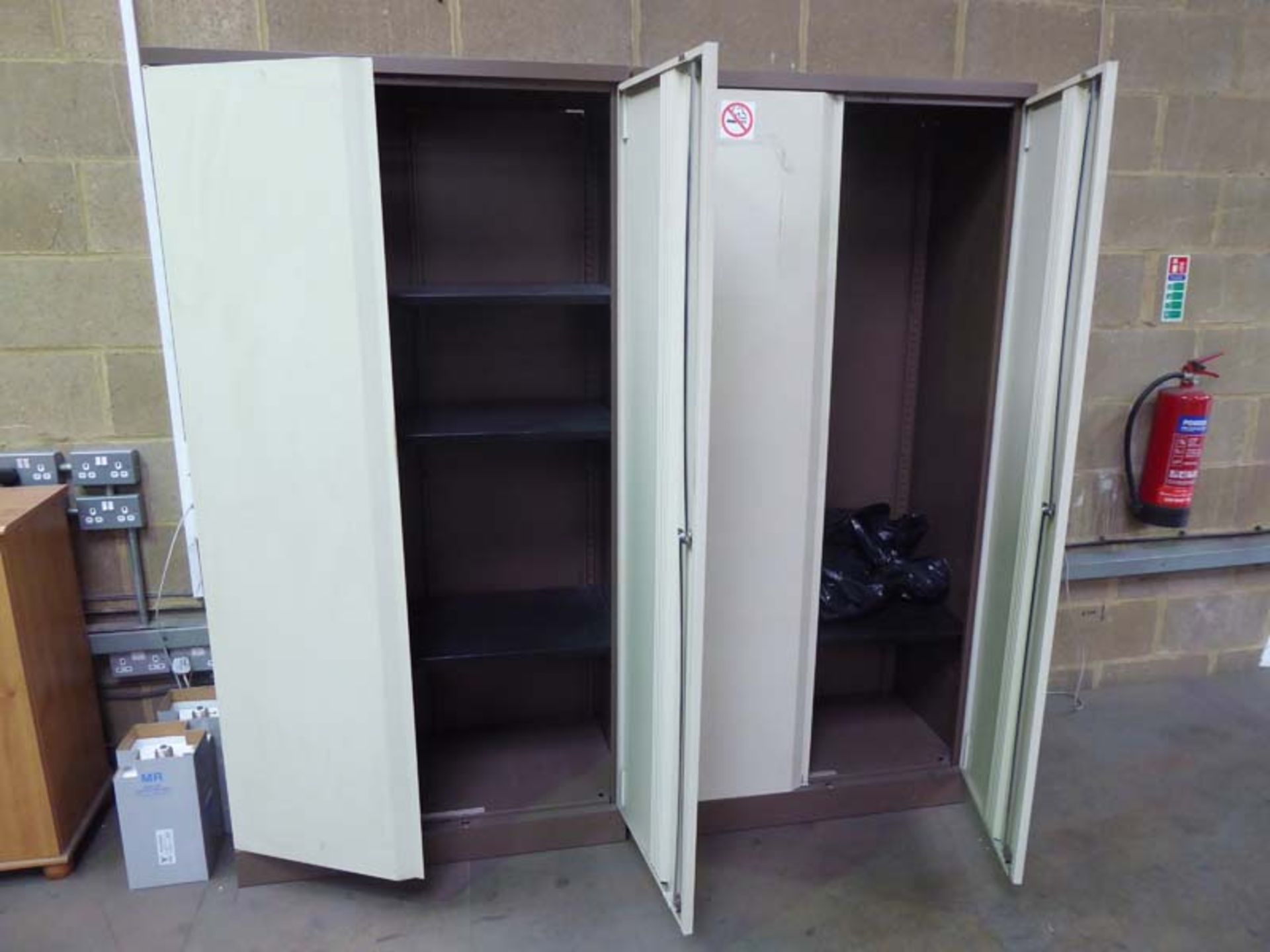 Range of office furniture (on mezzanine) including 3 metal filing cabinets, 2 double door storage - Image 5 of 6